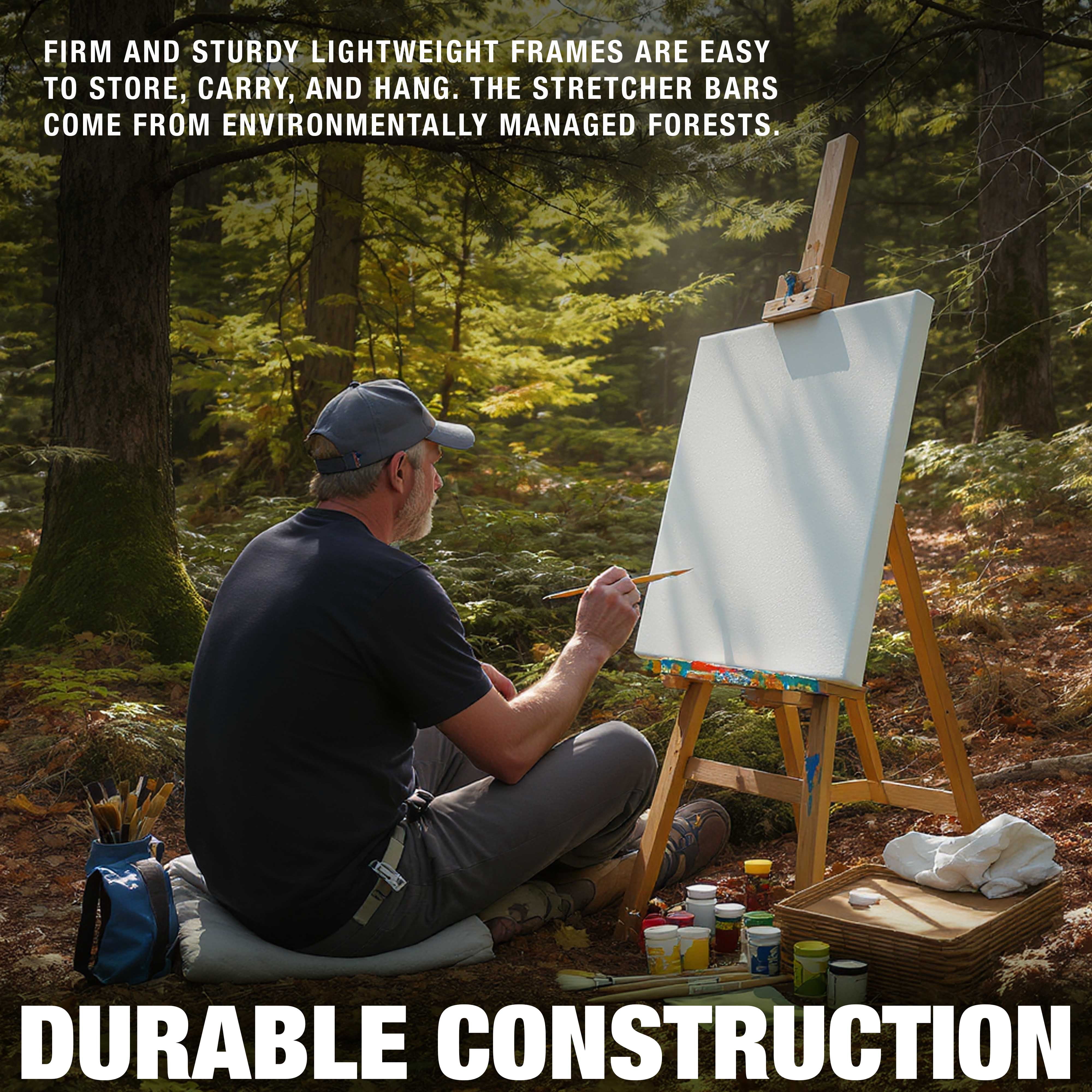 U.S. Art Supply 20 x 24 inch Stretched Canvas 12-Ounce Triple Primed, 3-Pack - Professional Artist Quality White Blank 3/4" Profile, 100% Cotton, Heavy-Weight Gesso - Acrylic Pouring, Oil Painting