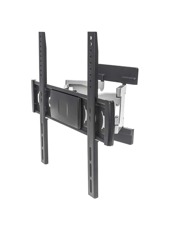 Manhattan 55" Ultra Slim Aluminum LCD Full-Motion Wall Mount, Flat-Panel or Curved TV up to 66 lbs.; Adjustment Options to Tilt, Swivel and Level; Black & Silver