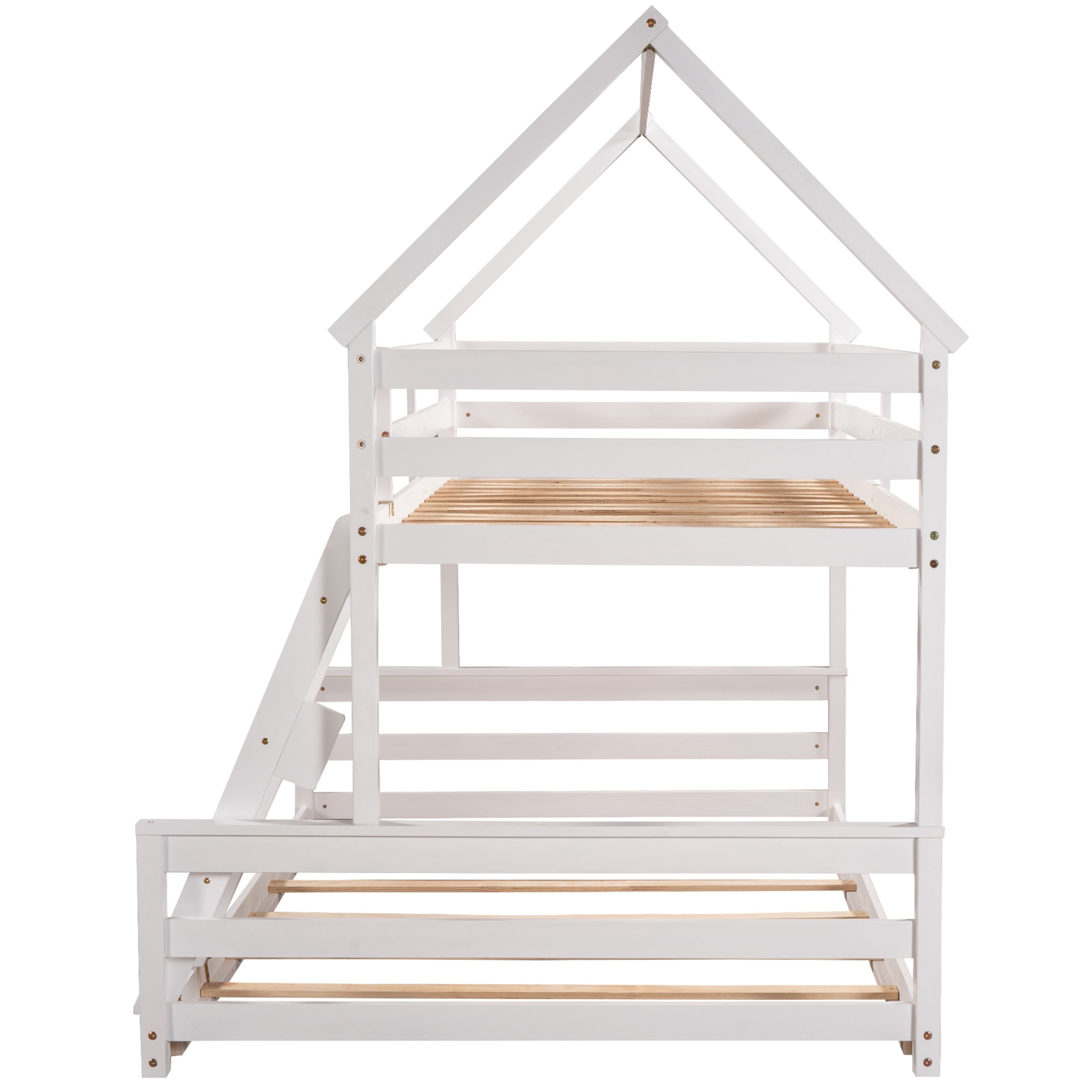 Noble House Flora Twin over Full House Bunk Bed with Ladder, Convertible 2-in-1 Design, Space Saving, White