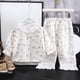 thumbnail image 1 of Conjunto de ropa de casa para niños con cuello vuelto y manga larga, pijama pequeño y fresco con solapa y ribete de encaje para niñas, conjunto de dos piezas, ropa transpirable para bebé con aire acon, 1 of 5