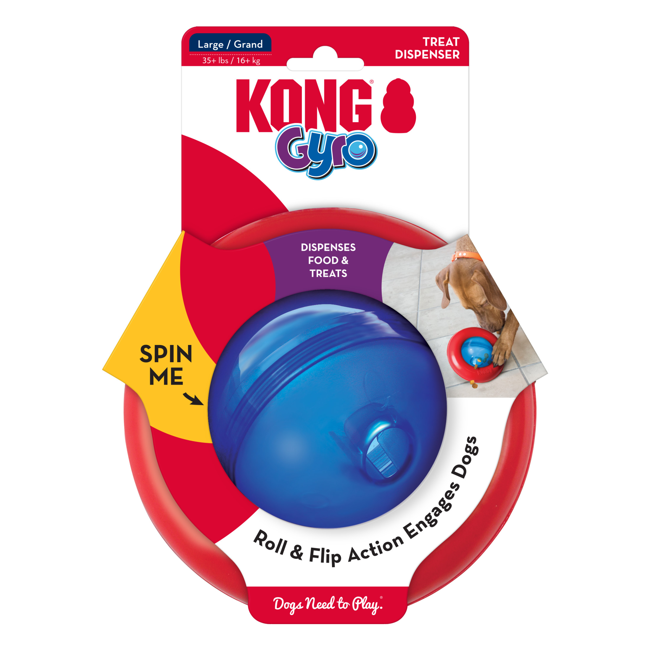 KONG® Gyro Spinning Food and Treat Dispenser for Dogs, Large