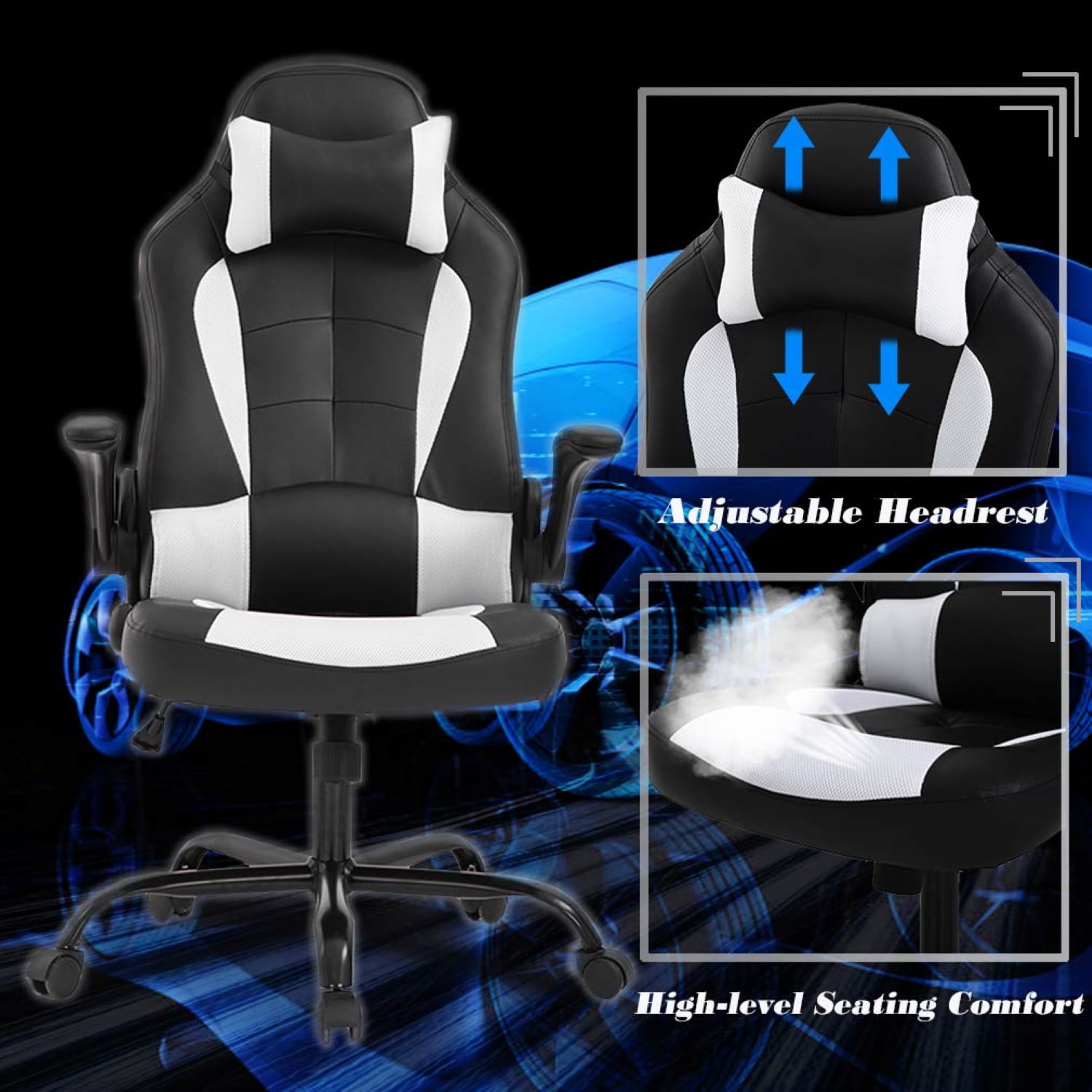 ProHT Ergonomic Massage Gaming Chair 95001 with Adjustable Headrest Pillow, Padded Armrest and Lumbar Support