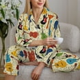 thumbnail image 6 of Fotbe Different Kind Of Guitars Pattern Long Sleeve Pajama Set for Women,Sleepwear Set,2-piece Loungewear Set,Soft PJs Comfy Nightwear with Pockets -, 6 of 7