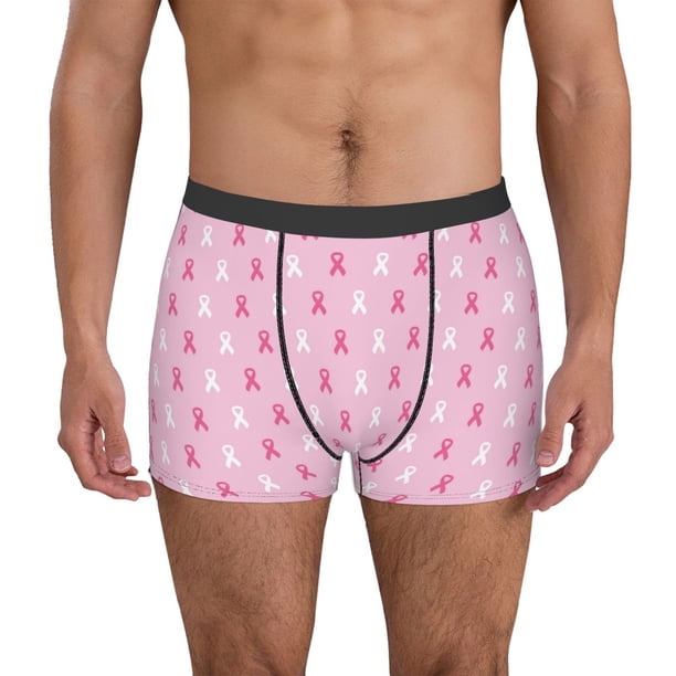 Balery Breast Cancer Awareness5 Calzoncillos bóxer para hombre, ropa interior de algodón suave y transpirable con cinturilla de nailon-Large