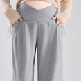 thumbnail image 5 of Hvyesh Women Maternity Sweatpants Belly Support Stretchy Lounge Wide Leg Pants Baggy V Crossover High Waisted Cargo Pants Athletic Jogger Sweat Pants, 5 of 9