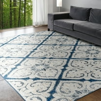 Madison Traditional 5' x 7' Dark Blue Polypropylene Indoor Area Rug