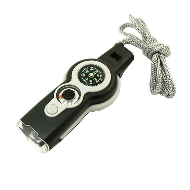 Yuarrent Silbato de emergencia con cordón, silbatos de frecuencia ligera, lupa, herramientas de supervivencia de seguridad, de pesca carpas Yuarrent OD029256-00B