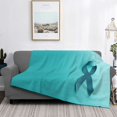 thumbnail image 2 of Fuzoiu a Teal Ribbonin Print Flannel Blanket,Throw Blanket,Flannel Home Decor,Fleece Bed Blankets,Cozy Soft Blanket for Bed, Sofa, Camping, and Travel-40"x30", 2 of 6