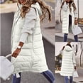 thumbnail image 2 of Women's Long Hooded Quilted Gilet Zip Up Sleeveless Waistcoat Padded Winter Jacket Outwear Coat, 2 of 4
