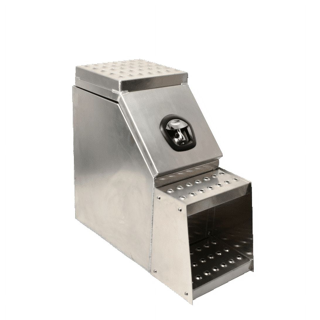 Aluminum Side Mount Semi Truck Tool Box with Saddle Step&Lock+Key 25"x28"x12"