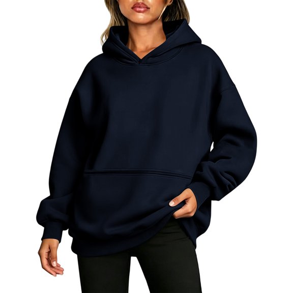 Turilly Women's Hooded Pullover Sweatshirt with Zippered Kangaroo Pocket – Relaxed Fit Sporty Hoodie for Fall & Winter
