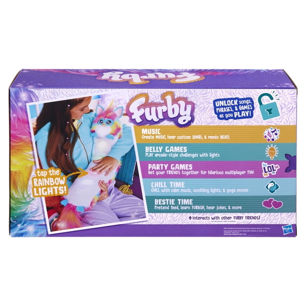 Furby DJ Furby Rainbow Plush Toy for Indoor Playground Fun