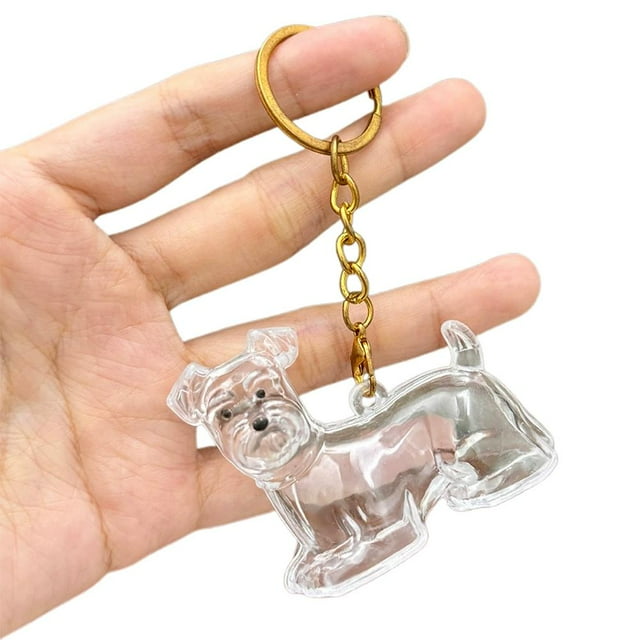 Cute Dog Shape Pet Hair Storage Keychain, Transparent Capsule Container for Cat Dog Fur Memorial, Unique Pet Keepsake Charm for Collars, Backpacks & Keys - 5.43 Inch