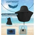 thumbnail image 4 of UPF 50+ Sun Protection Hat for Unisex Adult UV Solar Protection Wide Brim Outdoor Beach Fishing Bucket Bonnie Cap Visor with Neck Flap Breathable Mesh Lightweight Foldable Windproof B Black, 4 of 5