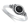 thumbnail image 4 of CHOOSE YOUR COLOR Bali Simulated Black Onyx Ring .925 Sterling Silver Band CZ Female Size 6, 4 of 4
