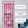 thumbnail image 6 of KEEPJOY 35 Pockets Over the Door Shoe Organizer, Hanging Shoe Organizer for Door with 35 Mesh Pockets Large Capacity Shoe Hanging Storage Bag with 4 Metal Hooks (Pink-1Pack), 6 of 8