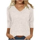 thumbnail image 3 of Blusa de manga larga,Camiseta de mujer con cuello en V y manga 3/4, blusa informal de color liso, de poliéster, cómoda para uso diario, sopatenor, 3 of 8