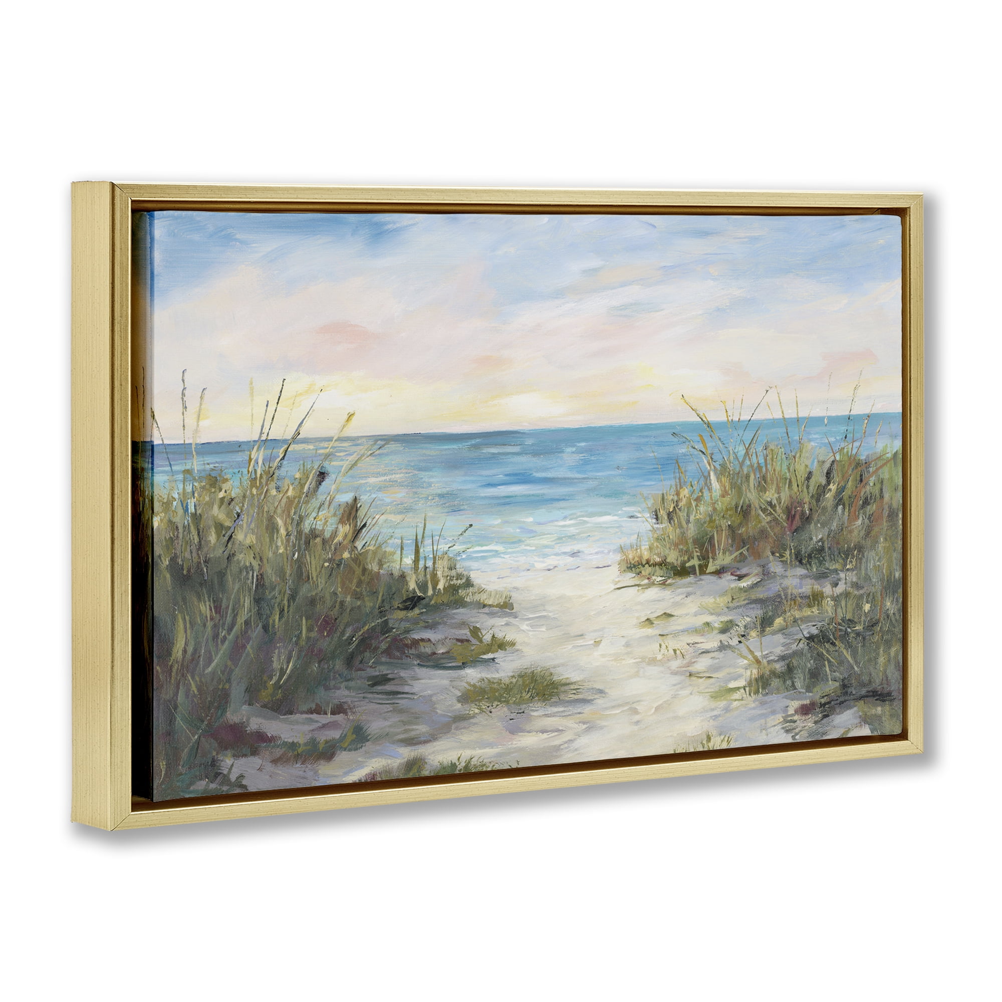 Stupell Industries Walk To The Beach Gold Framed Floater Canvas Wall Art, design by Julie DeRice