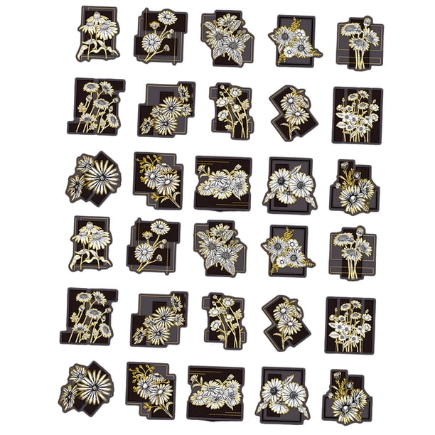 30 pegatinas de flores para manualidades, decoración de cuentas de mano, papel de mantequilla para fotos. Crisantemo