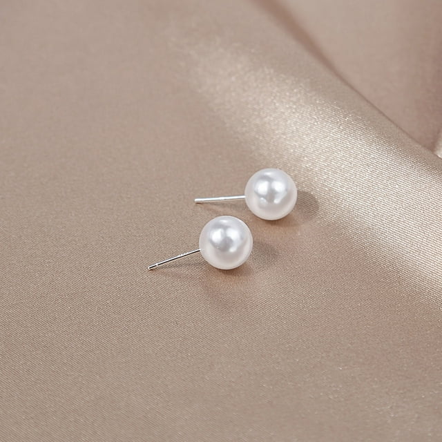Pearl Stud Earrings Earrings Studs Concise Earrings Studs Stud Earrings Fashion Stud Earrings Pearl Stud Earrings 8mm Classic Style Polished Concise Earrings Studs For Women