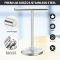 thumbnail image 2 of T-Shape Bath Hand Towel Holder Stand, Stainless Steel Free Standing Hand Towel Rack with Heavy Base, for Bathroom Kitchen & Countertop, Silver, 2 Pack, 2 of 7