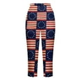 thumbnail image 4 of Odeerbi 4th of July Patriotic Beach Capris for Women 2025 Casual Drawstring Pants Summer Elastic Waist Independence Day Printed Cropped Pants Red, 4 of 5