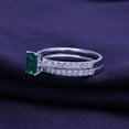 thumbnail image 4 of Green Emerald Diamond Ring Set, Engagement Wedding Diamond Bridal Ring Set, Solitaire With Accents Ring Set, Birthstone Bridal Set, 14K White Gold Plated, 2.5 Ct Simulated Diamond And Green Emerald, 4 of 4