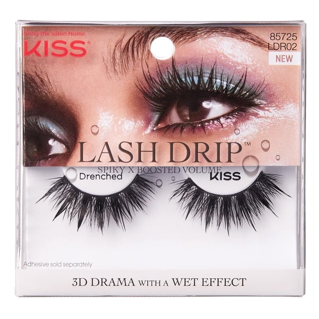 Pestañas Postizas KISS Lash Drip Drenched 3D Drama Paquete de 6