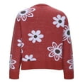 thumbnail image 5 of ITSAME Cardigan for Womens, Floral Knit Long Sleeve Button Down 2025 Fashion Dressy Sweater Outwear Red L, 5 of 9
