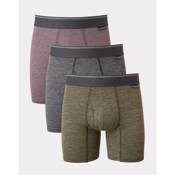 Hanes Ultimate® Men's Comfort Flex Fit® Boxer Brief Pack, Breathable Stretch Fabric, Assorted Colors, 3-Pack 2XL