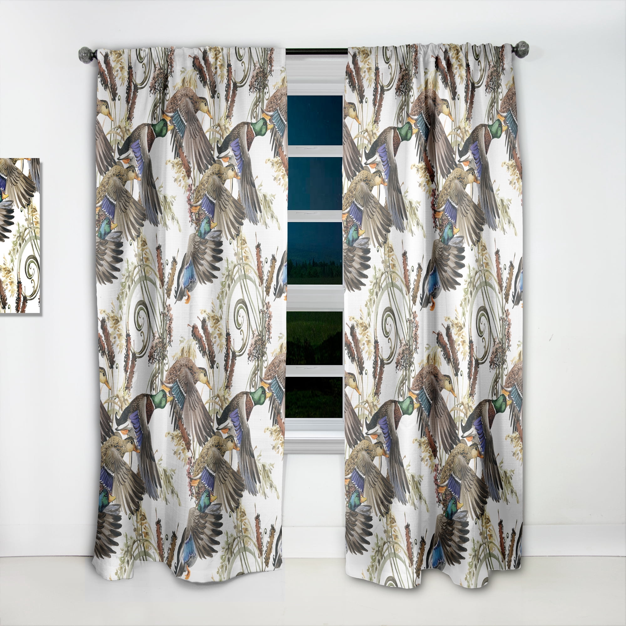 Designart 'Illustration Of Colored Duck On White' Animals Curtain Panel