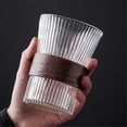 thumbnail image 3 of Vasos de madera con diseño de rayas circulares, de vidrio de borosilicato, con orejas colgantes, for café, 325 ml, transparente, 3 of 7