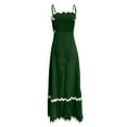 thumbnail image 5 of Summer Fashion, Ahuyic Women's 2024 Summer Spaghetti Straps Sleeveless Backless Sundress Flowy Smocked Lace Swing A Line Midi Dress Beach Dresses for Vacation Army Green XL, 5 of 9