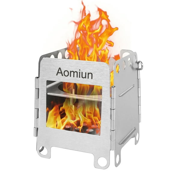 Firewood stove,Stainless Steel Stove Picnic Stove Steel Stove Wood Portable Stainless Steel Stove Picnic Wood Stove Pocket Stove Pocket Stove Fapao Firewood Anrio Siuke Silver