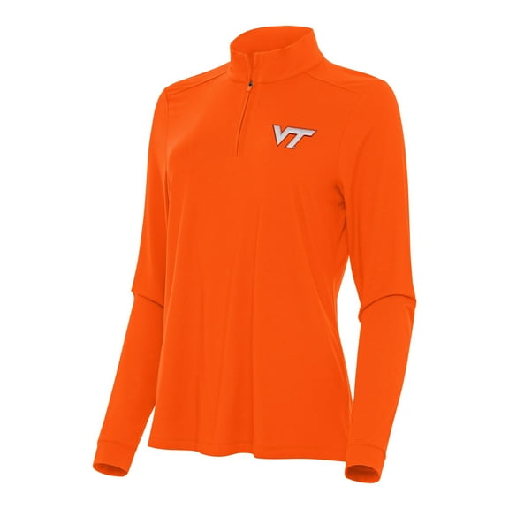 Women's Antigua Orange Virginia Tech Hokies Intent Quarter-Zip Top