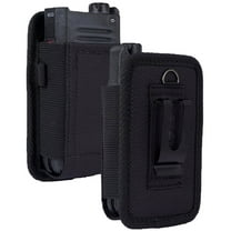 Pouch for Kyocera Flip Phone, Nakedcellphone Rugged Canvas Case Vertical Holster Holder [Metal Clip and Secure Belt Thread Loop Harness] for CAT S22 Flip, Sonim XP3plus - Black