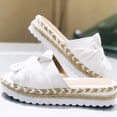 thumbnail image 3 of HWRETIE Roman-Style Flat Sandals with Bow Accent and Open Toe - Women's Summer Slip-On Bow Flat Beach Open Toe Breathable Sandals Weave Shoes, 3 of 5