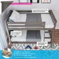 thumbnail image 2 of Max & Lily Twin over Twin Bunk Bed for Kids, Solid Wood Low Bunk Beds with Ladder, Clay, 2 of 14