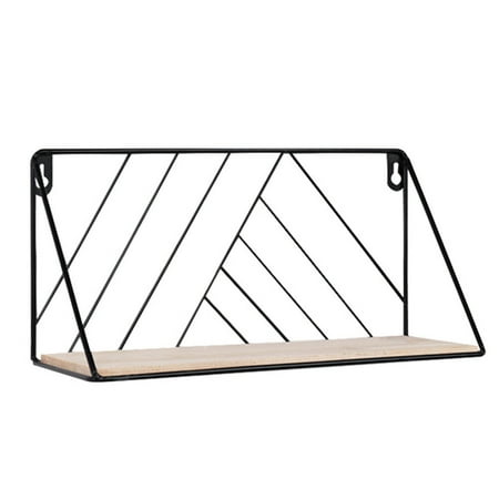 

FRCOLOR Wooden Shelf Iron Wall-mounted Storage Rack Storage Device for Living Room
