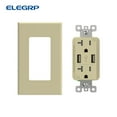 thumbnail image 2 of ELEGRP USB Wall Charger, 3.6 Amp, Dual Type A, 20A Duplex TR Receptacle, W/ Wall Plate, R1620D36-IV6,UL Listed (6pcs-in, Ivory), 2 of 10