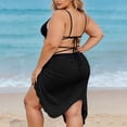 thumbnail image 4 of YHAJDS Women Beach Cover Ups Solid Color Sleeve Wrap Dress Belted Sheer Sarong, 4 of 5