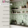 thumbnail image 5 of S4Sassy Peel & Stick Vinyl Wallpaper, Chic Floral Print Wallpaper Contact Paper Waterproof- Green,25"x60", Textured Finish, Removable Wall Covering for Home Decor in Bedrooms, Renter Spaces, Cabinets, 5 of 9