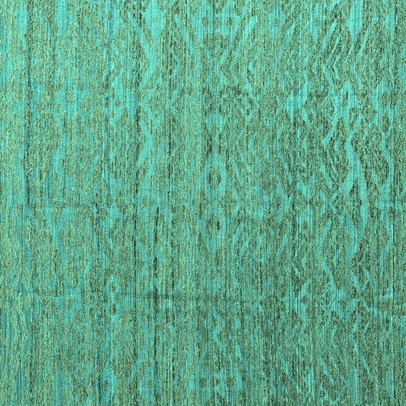 Ahgly Company Machine Washable Indoor Square Abstract Turquoise Blue Modern Area Rugs, 4' Square