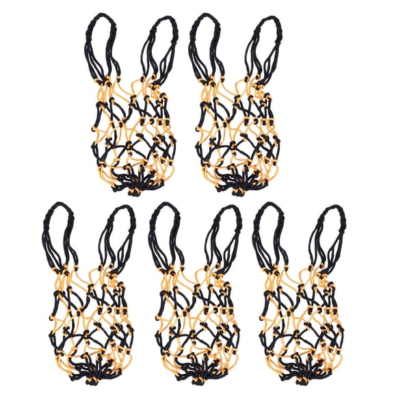 5pcs Heavy Duty Basketball Bag Drawstring Ball Mesh Net Nylon Soccer Carrier Mesh Net Bag Drawstring Storage Bag for Basketball Pocket(Yellow and Black)