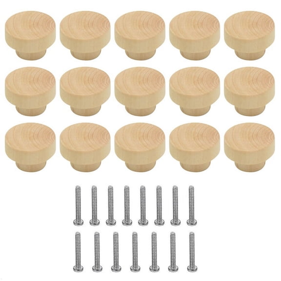 15 Pomos de Madera para Cajones, Pomos para Muebles, Pomos de Madera para Armarios y Cajones, Pomos Redondos de Madera