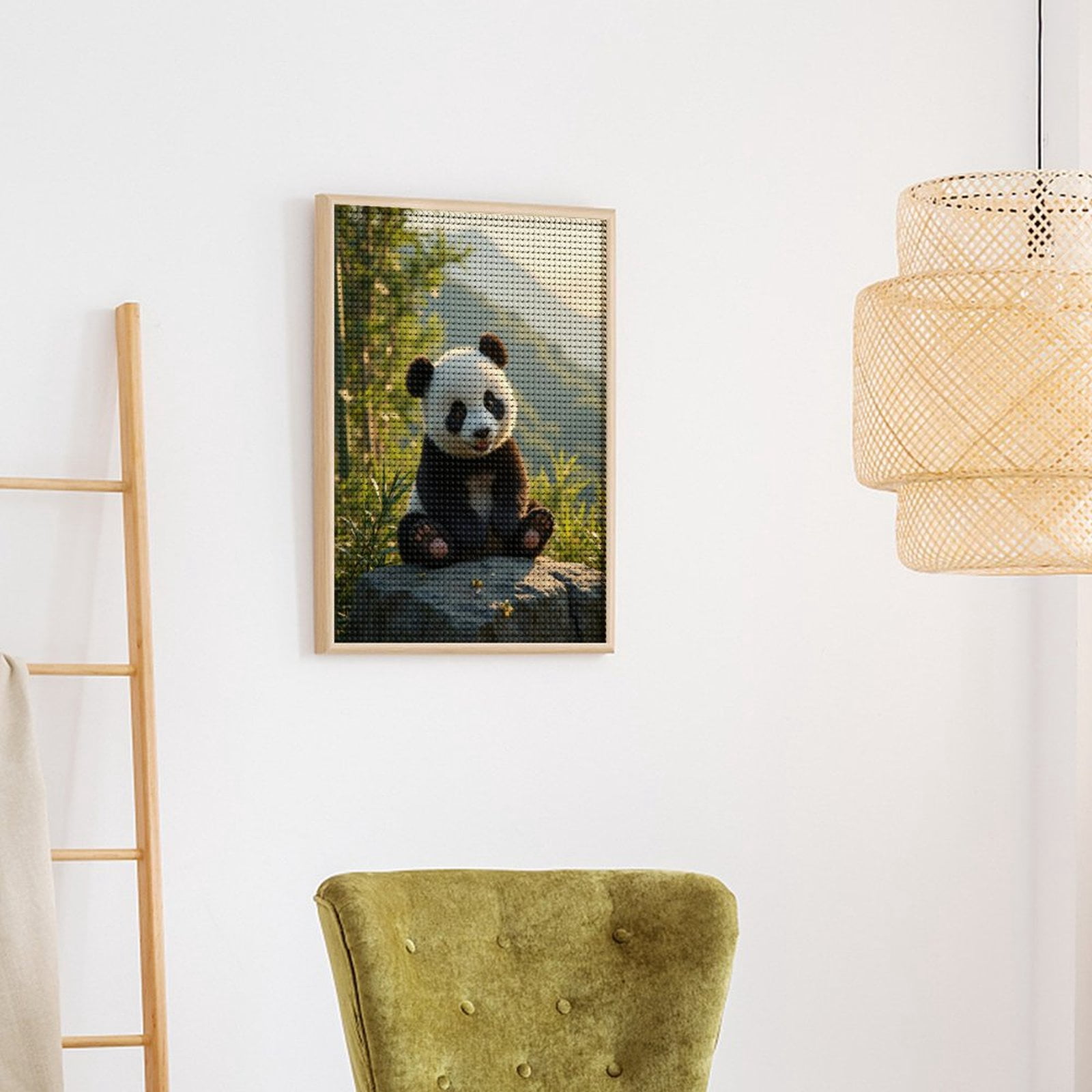Diamond Art Kits for Adults, Panda Cute Sitting Forest 5D Diamond Painting Kits for Adults Beginners, DIY Full Drill Diamond Painting, Gem Art and Crafts 12x16