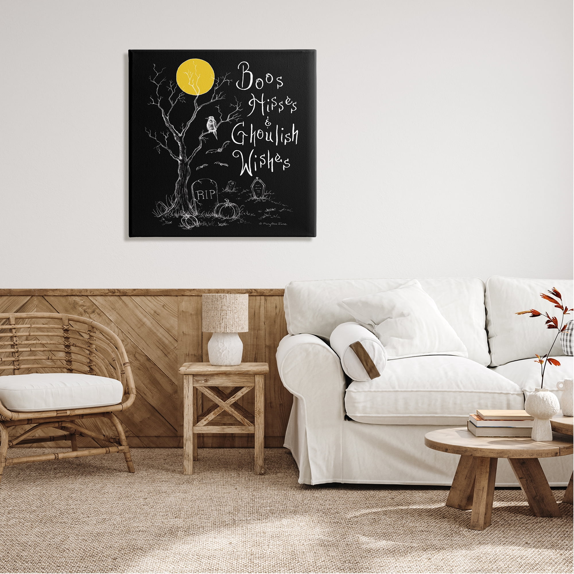 Stupell Industries Spooky Dark Halloween Phrase Holiday Painting Gallery Wrapped Canvas Print Wall Art, 30 x 30