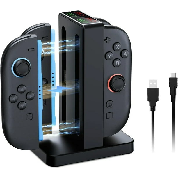 Base de carga para mandos Joy-Con de Switch 2 e indicador de carga, cable USB-C incluido