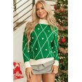 thumbnail image 1 of FOLUNSI Elegant Dark Green Sweater w/ Diamond Pom Trim – Festive Style, 1 of 8