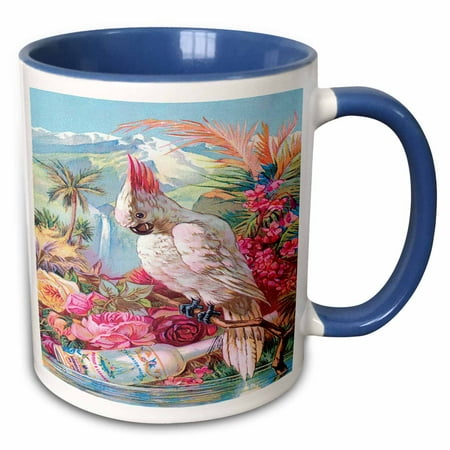 Palais Rose (3dRose Florida Water Perfume Poster with Roses, a Palm Tree and a Cockatoo - Two Tone Blue Mug,)